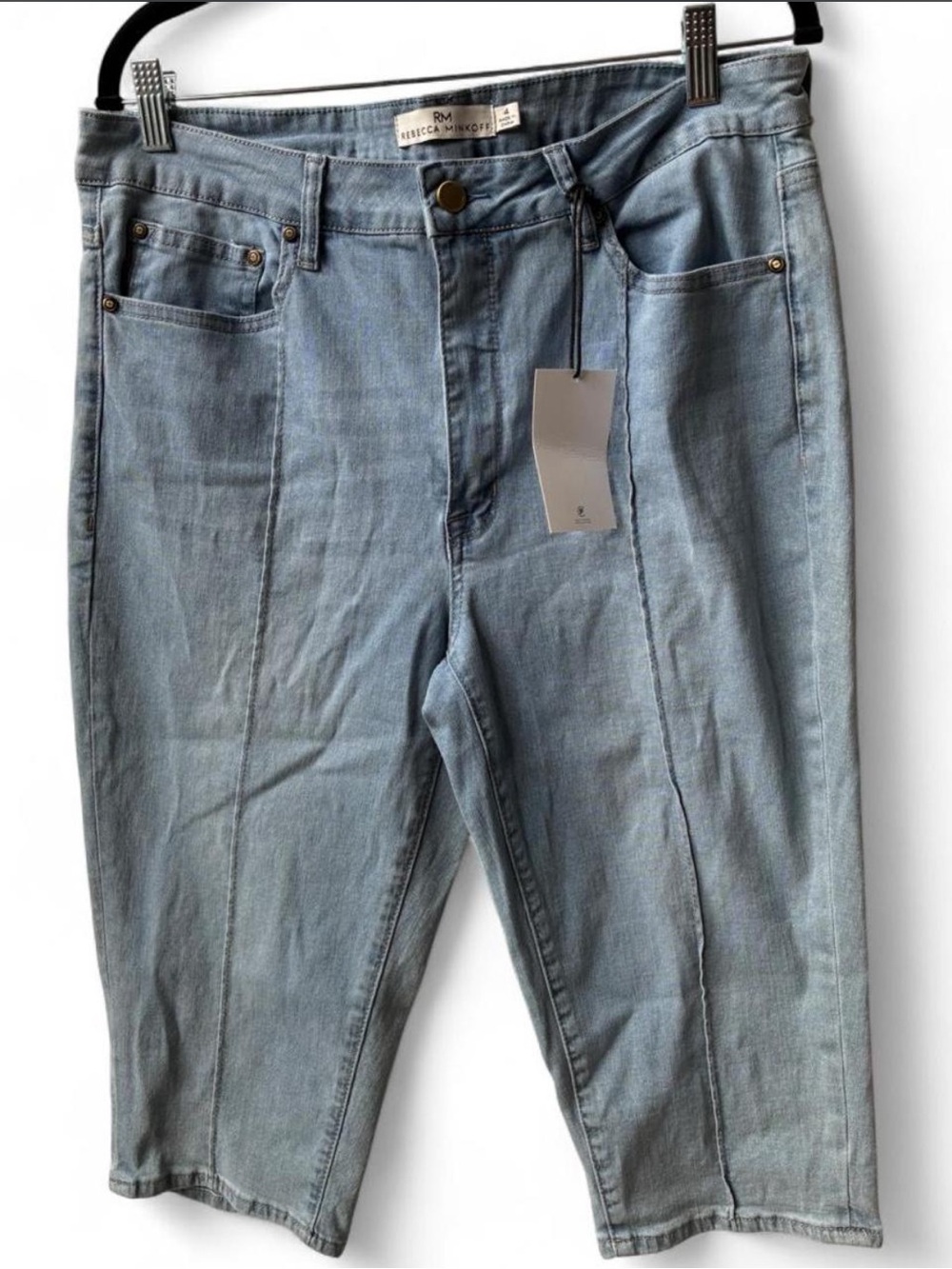 NWT Rebecca Minkoff Light Wash Front-Seam capri cropped jean western trendy 4